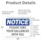 Signmission Please Take Your Valuables With You, 18 in W x Rectangle, Vinyl Decal OS-2PACK-NS-D-1218-L-17602 - alternate 3